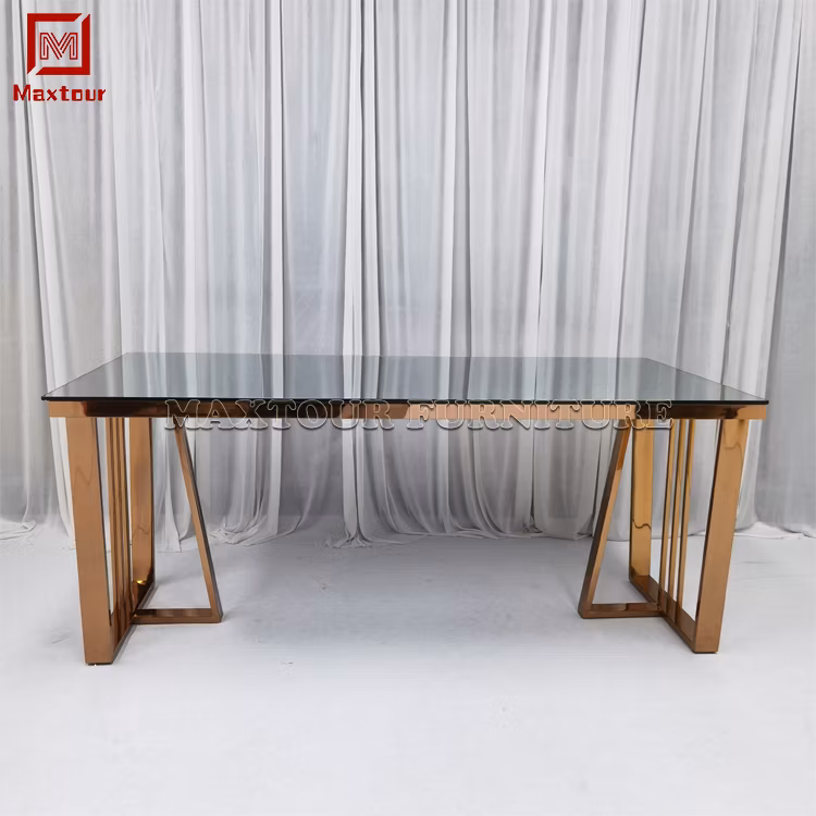 Luxury Dining Furniture Marble or Glass Top Rose Gold Dining Table Modern