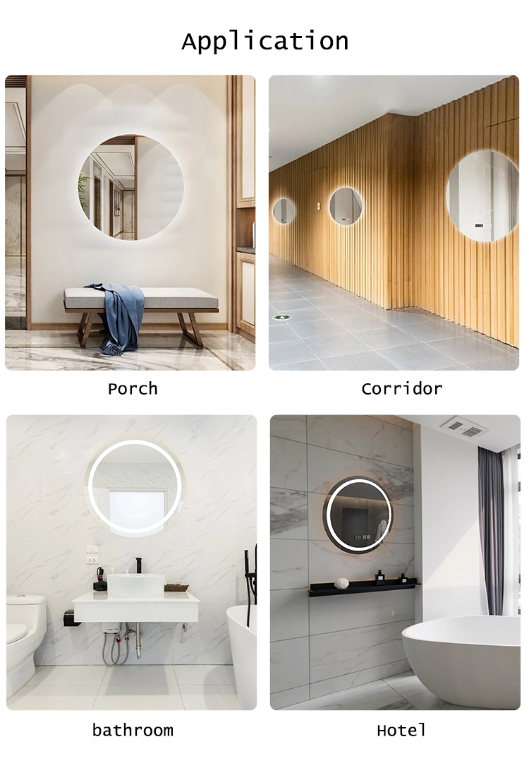 Touch Sensor Round Lighted Bathroom Mirror Makeup LED Mirror Home Decoration Bathroom Wall Mirror Sensor Waterproof Frameless Smart Mirror Intelligent Mirror