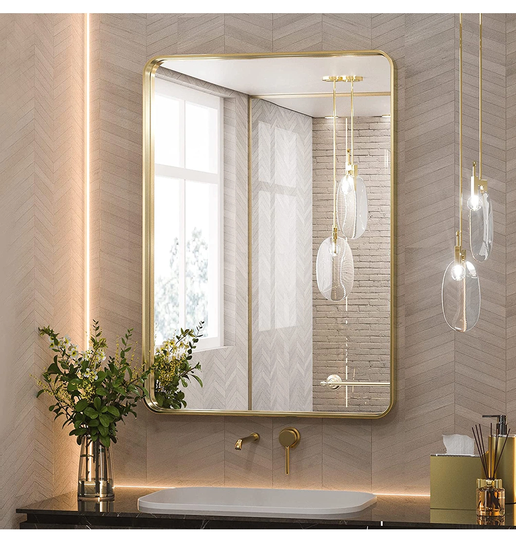 Home Decor Frame Mirror Aluminum Wall Mirror Horizontal/Vertical Bathroom Furniture Beveled Rectangle Mirror Salon Furniture