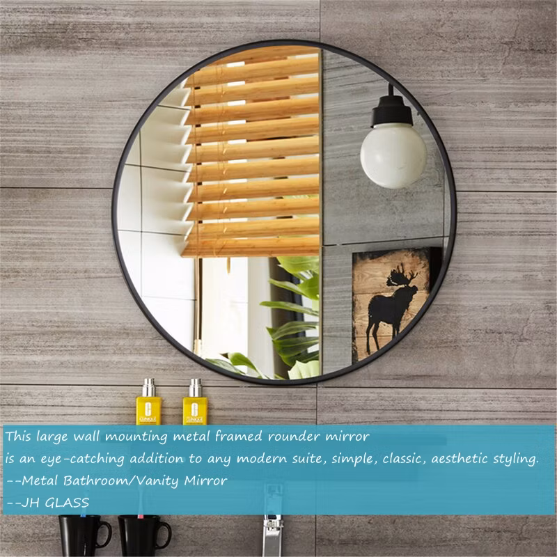 Bathroom Vanity Black Metal Aluminum Frame Round Shape Mirror for Home Decoration