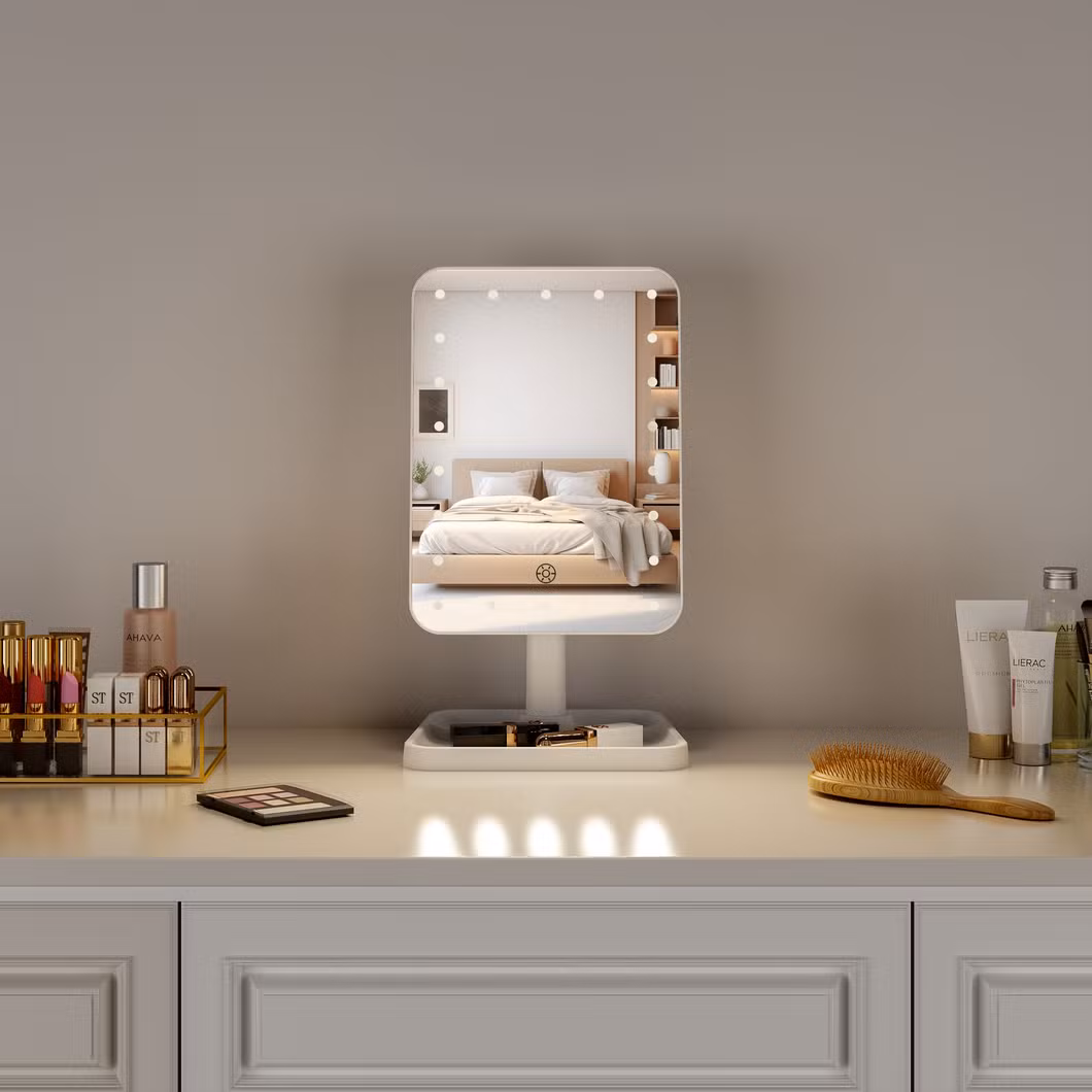 Illuminated Best Rechargeable Portable Adjustable Rechargeable Table Makeup Mirror LED Lighted Make up Mirror with Lights