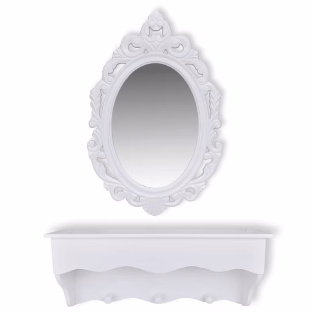 Bedroom White Wall Makeup Mirror Dressing Table Mirror Set with Great Painting