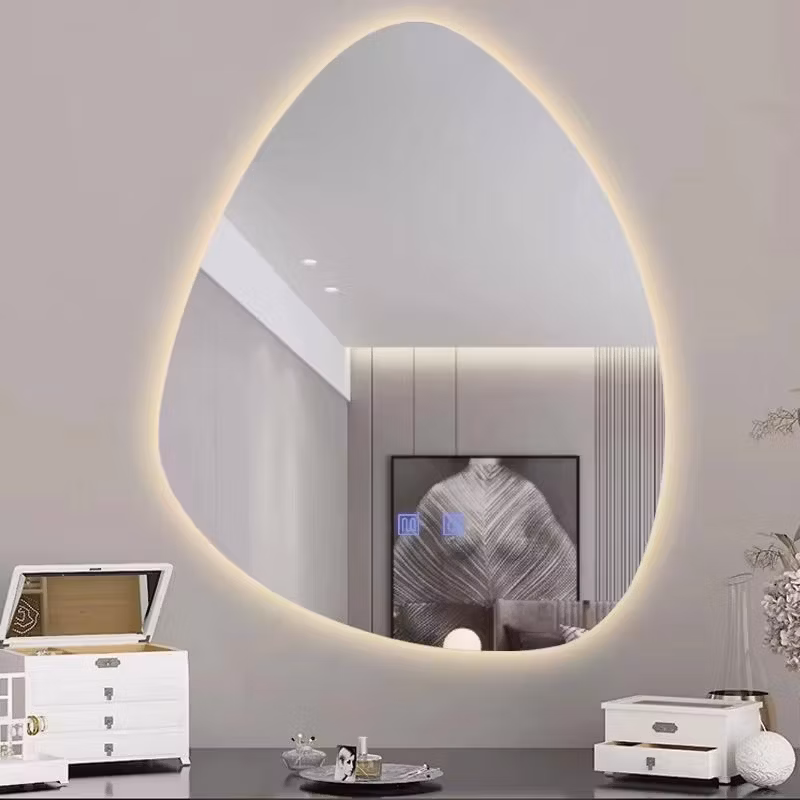 Factory Direct Price Round Dressing Table Mirror Wall Mounted Smart Touch Screen Bathroom Makeup Mirror with Around LED Light