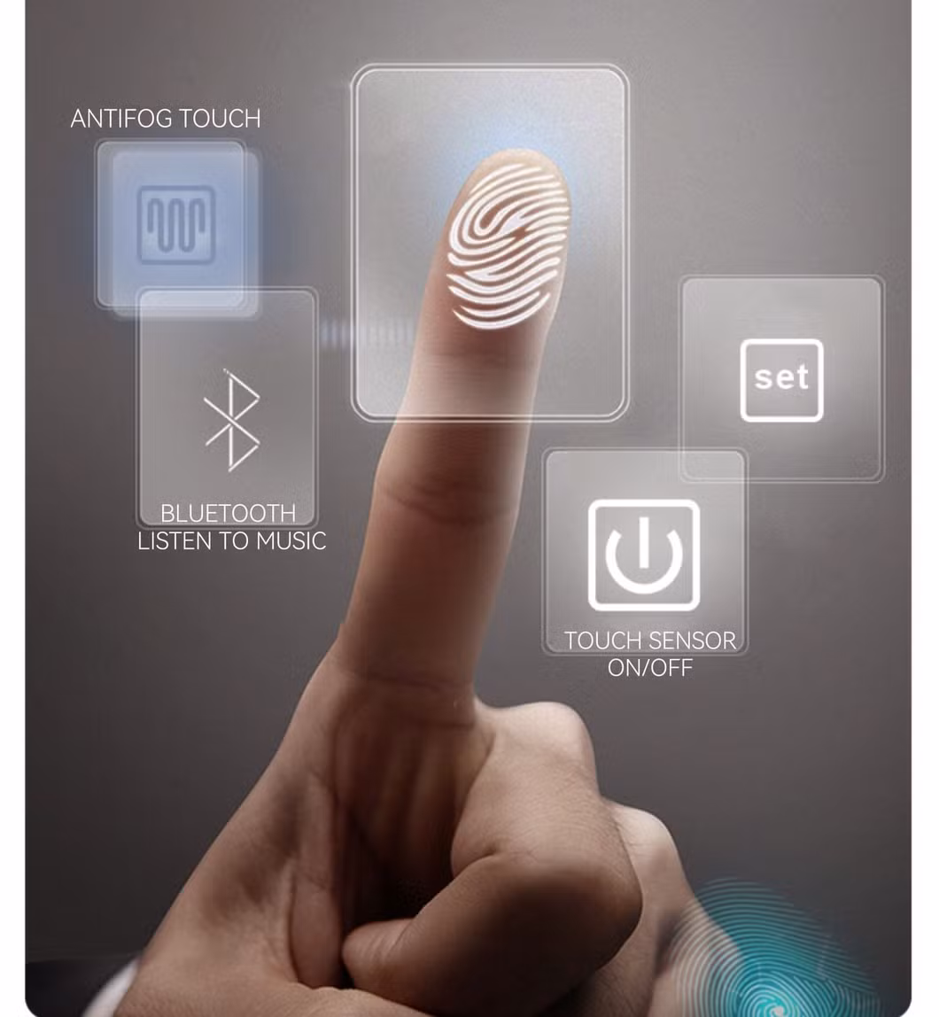 Rectangular Frosted Edge Backlit Touch Switch LED Bathroom Smart Mirror with Lights