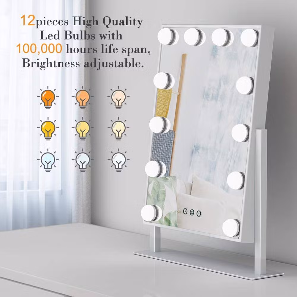 13.3*17 Inch Vanity Set Mirror Hollywood Makeup Mirror 12 Lights Fully Dimmable