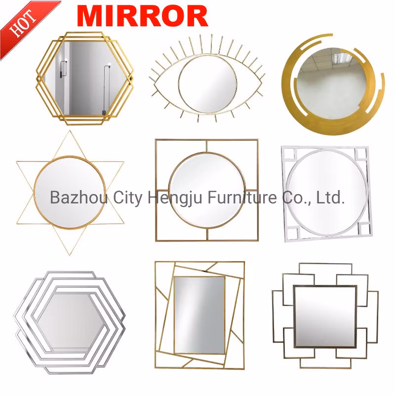 Modern Custom Hotel Golden Decorative Stainless Steel Round Brushed Wall Bathroom Mirror