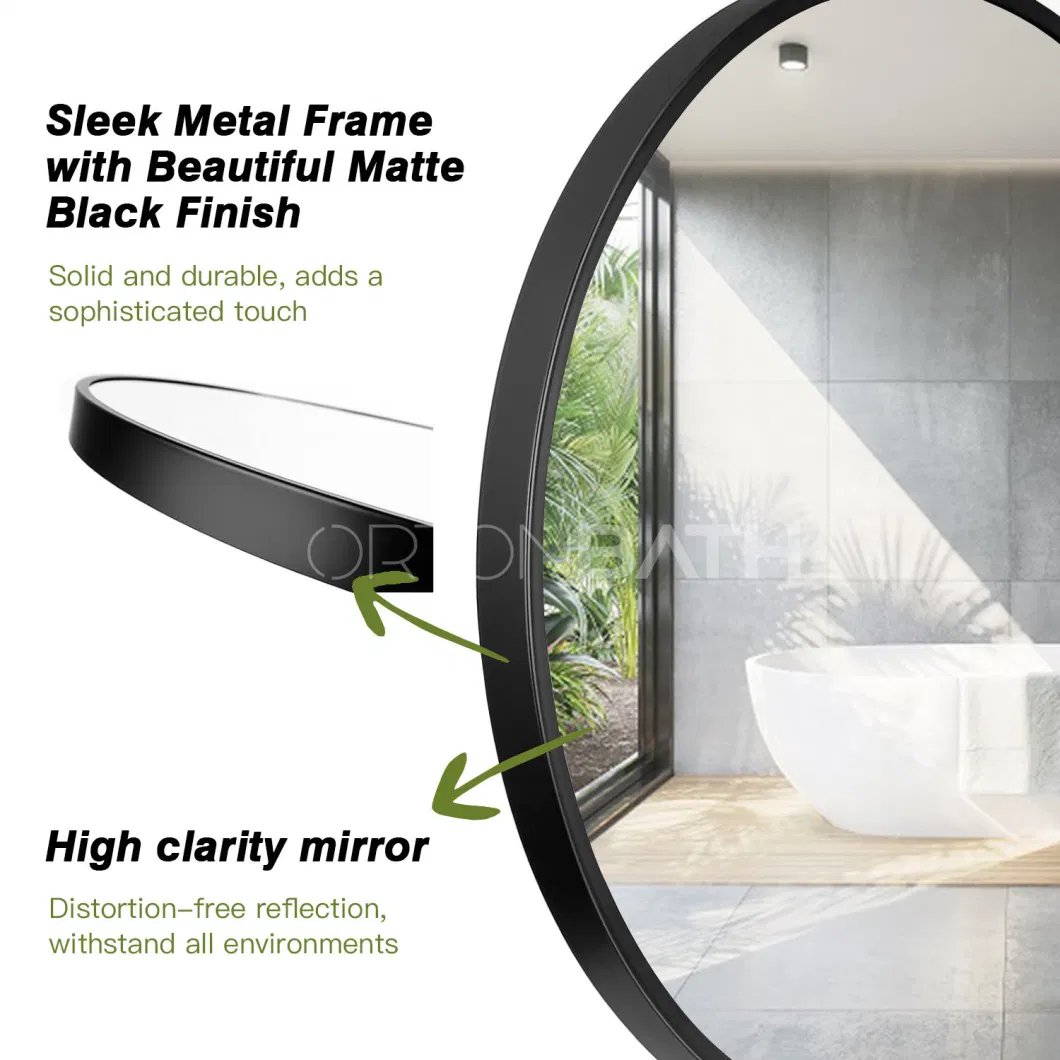 Ortonbath1 Copper Free Round Frameless Bath Home Smart Wall Mounted Non-LED Mirror Bathroom Designer Art Mirror Without Frame