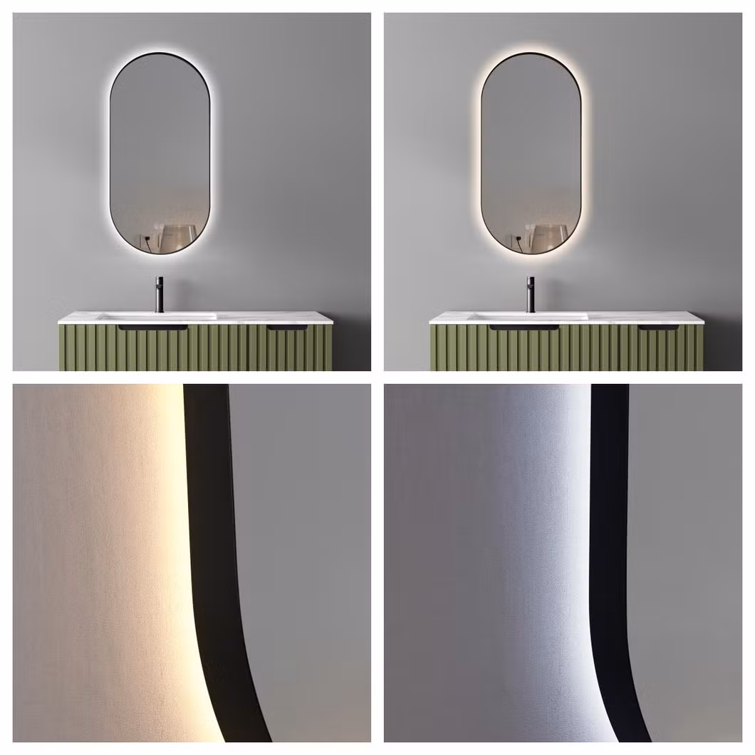 Square Round Special-Shaped Black White Gold Wall-Mounted Oval Bathroom LED Mirror with Fog Removal and Bluetooth