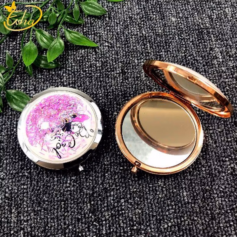 Custom Logo Cute Pocket Round Mini Makeup for Ladies Magic Mirror Wholesale Vanity Mirror