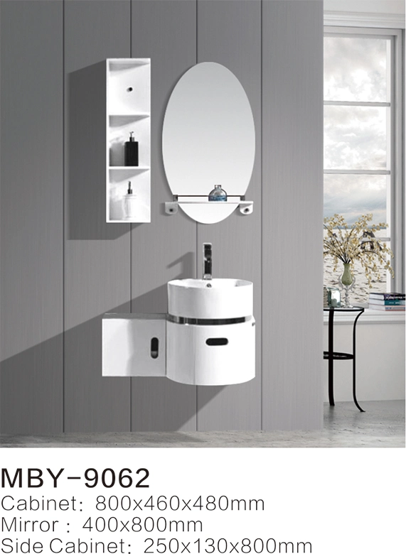 Ceramic Hand Wash Bathroom Cabinet Wash Basin Bathroom Cabinet PVC Mirror with Frame