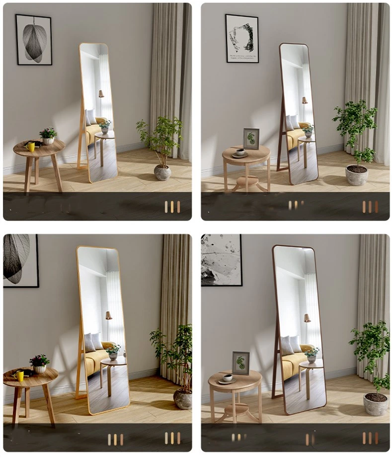 Foldable Shrink Fitting Wood Mirror Clothing Store Floor Mirror Full Body Mirror