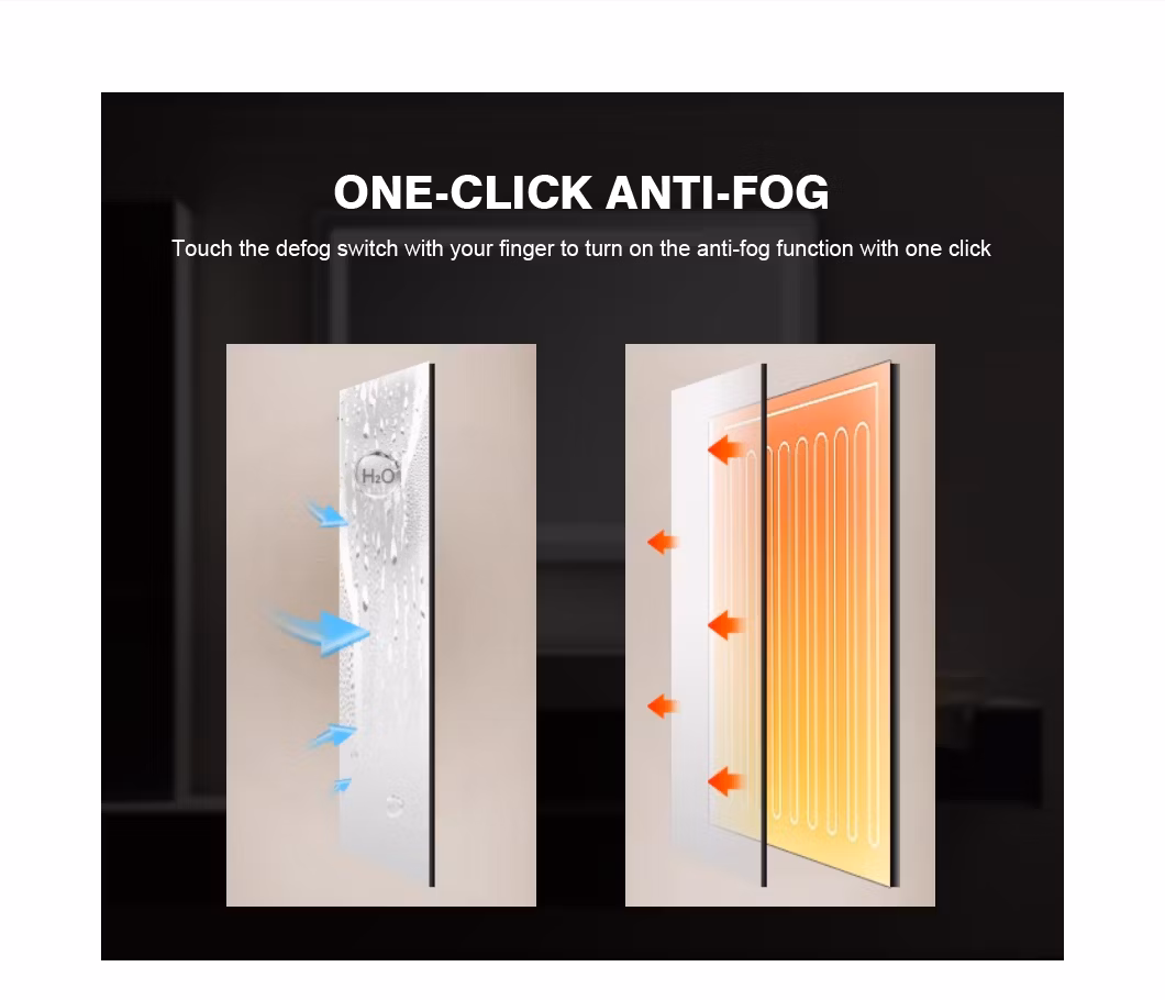 Decorative Round Aluminum Metal Frame Edge Lighted Bathroom Smart Mirror with Touch Screen