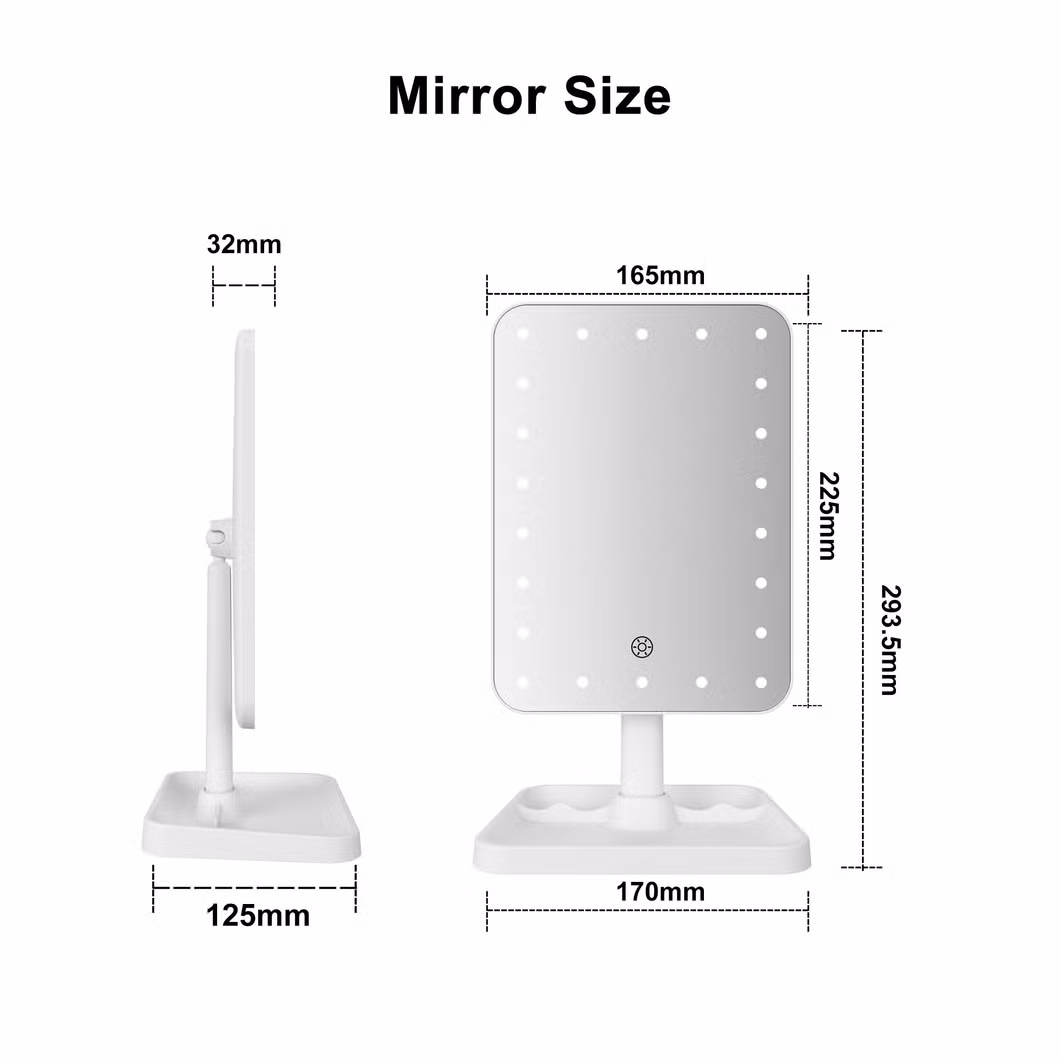 Illuminated Best Rechargeable Portable Adjustable Rechargeable Table Makeup Mirror LED Lighted Make up Mirror with Lights
