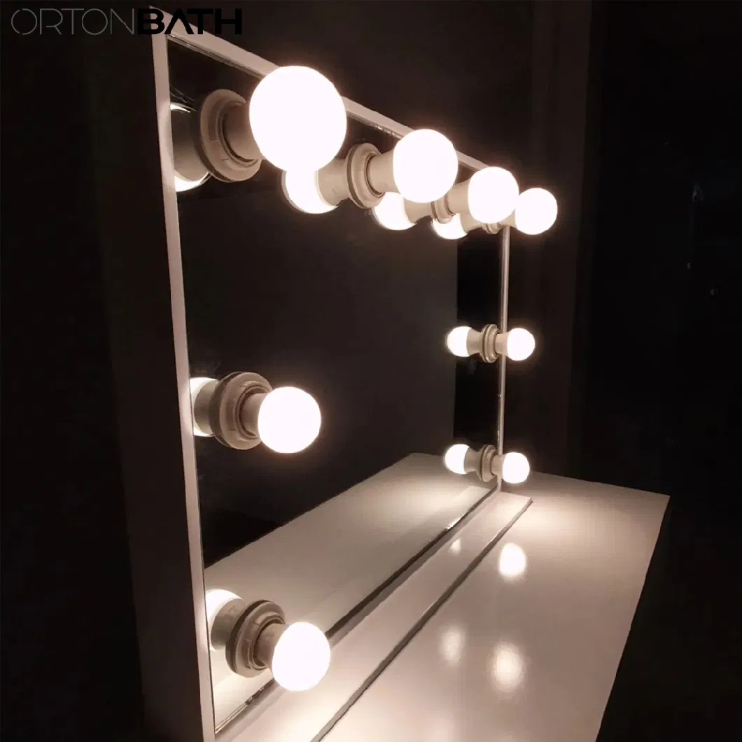 Ortonbath Vanity Mirror, Extra Large Hollywood Lighted Mirror with 18 Dimming LED Bulbs Smart, Tabletop/Hanging Cosmetic Mirror with Touch Screen