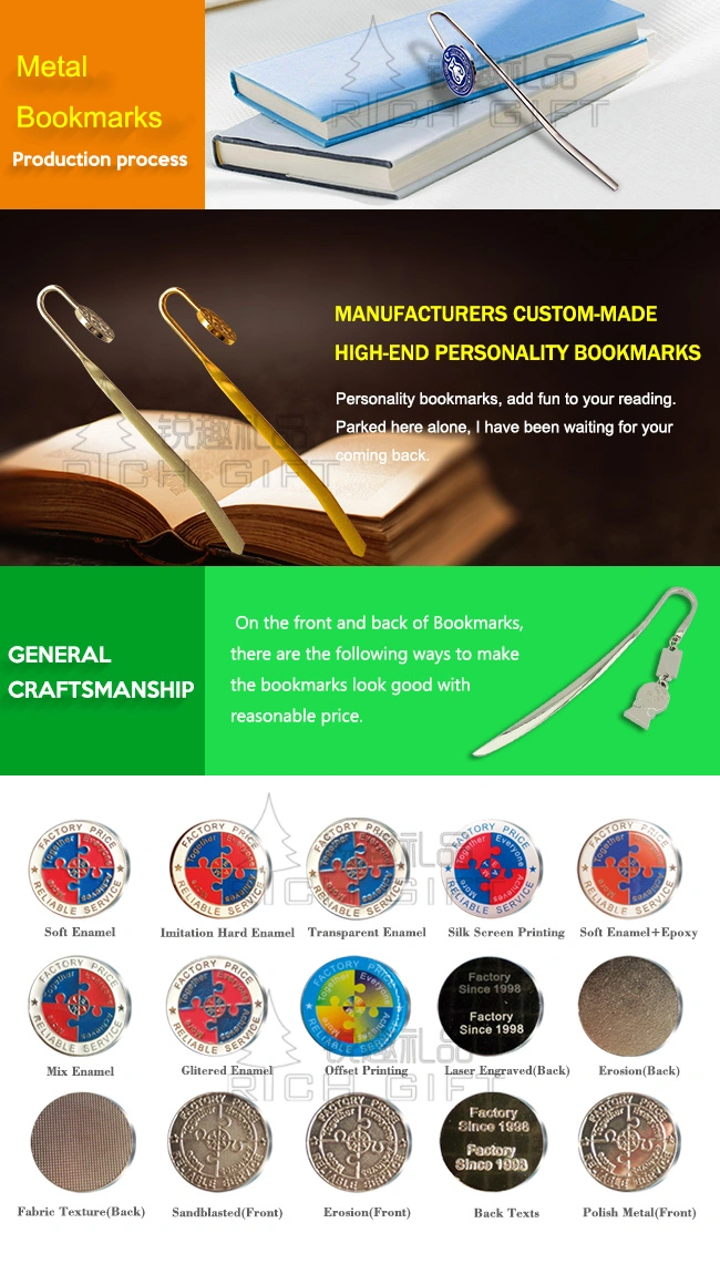 Custom High Quality Low Price Promotion Metal Bookmark for Book