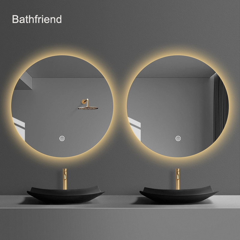 Touch Sensor Round Lighted Bathroom Mirror Makeup LED Mirror Home Decoration Bathroom Wall Mirror Sensor Waterproof Frameless Smart Mirror Intelligent Mirror