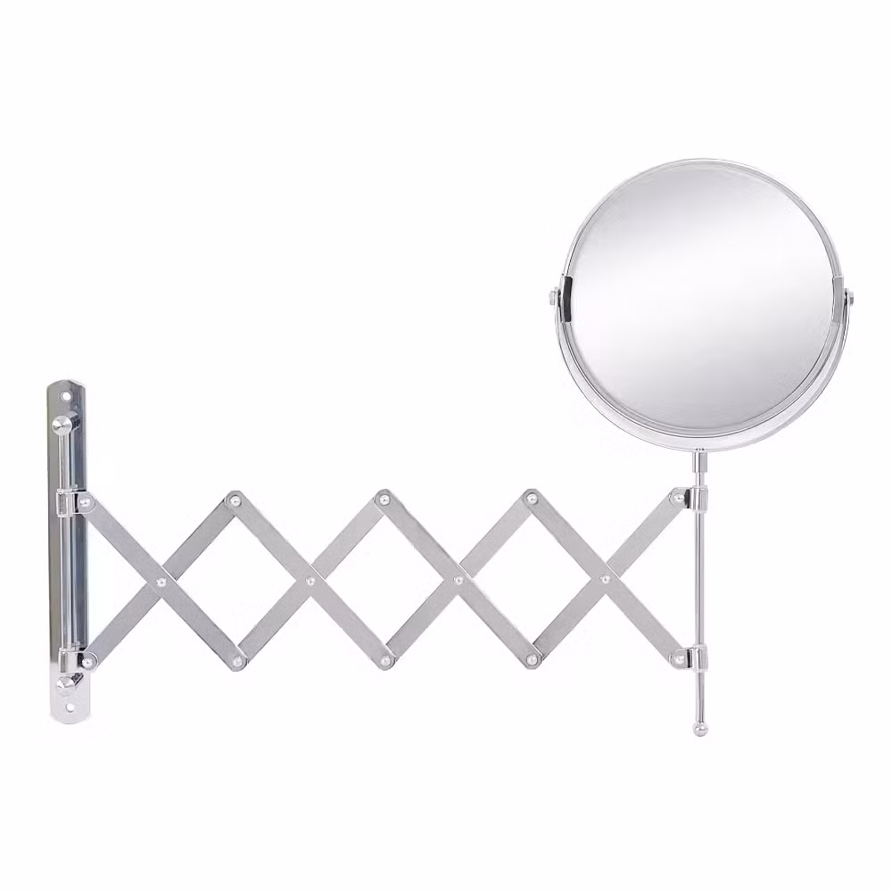 High Quality Double Sides Round Metal Bathroom Shaving Magnifying Makeup Extendable Mirror