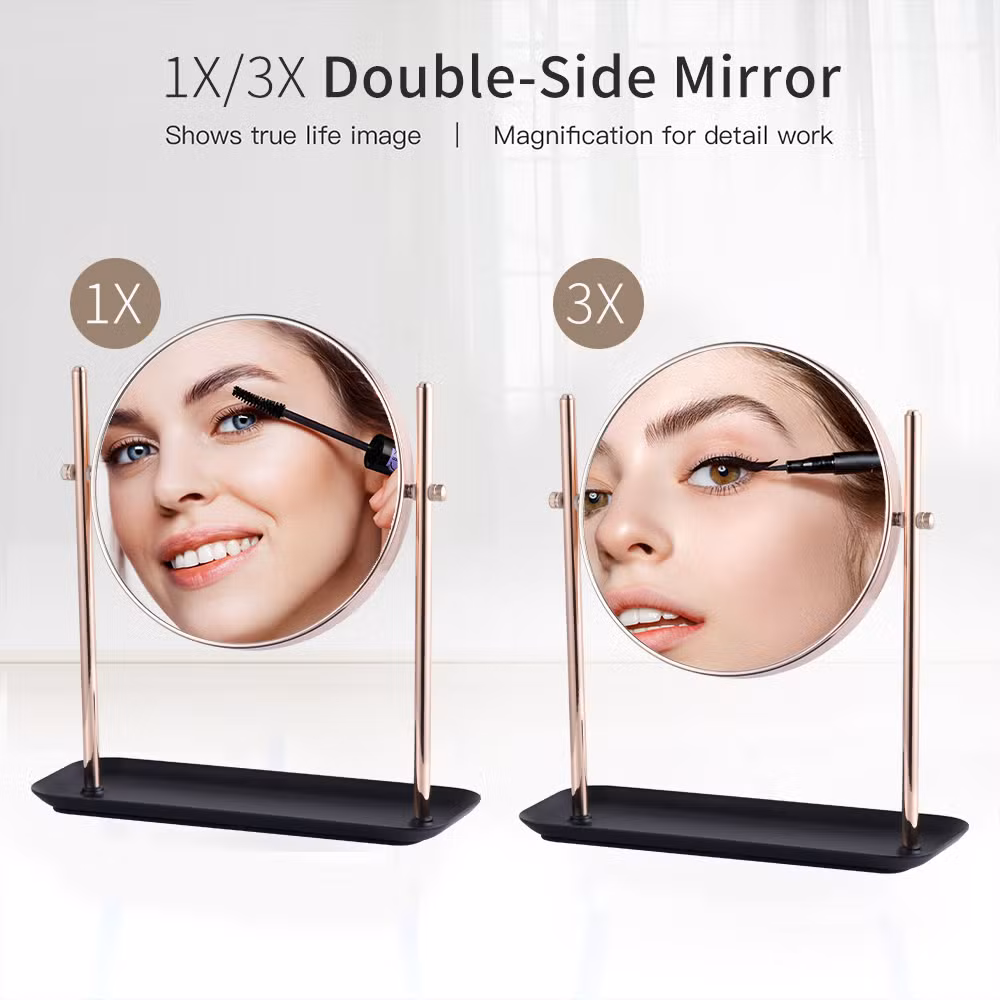 Round Table Desktop Metal Vanity Mirror Gold Black Home Decor Makeup Mirror