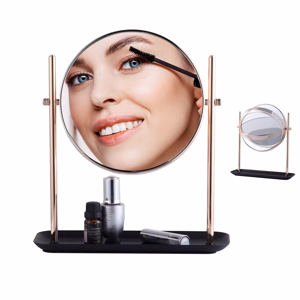 Round Table Desktop Metal Vanity Mirror Gold Black Home Decor Makeup Mirror