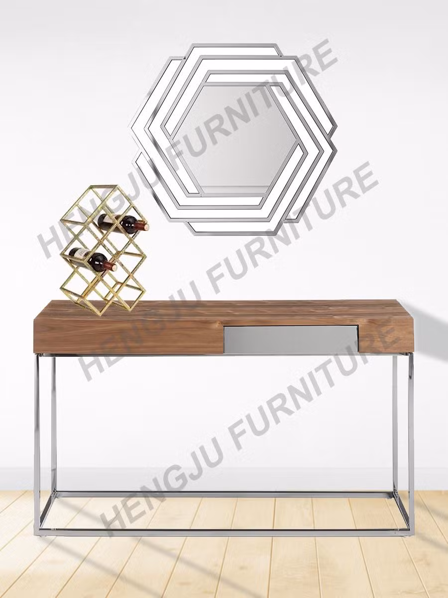 Modern Custom Hotel Golden Decorative Stainless Steel Round Brushed Wall Bathroom Mirror
