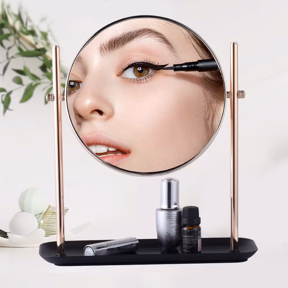 Round Table Desktop Metal Vanity Mirror Gold Black Home Decor Makeup Mirror