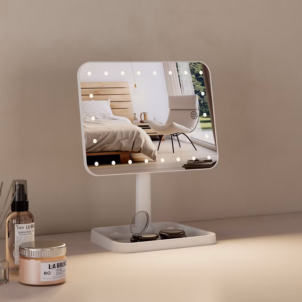 Illuminated Best Rechargeable Portable Adjustable Rechargeable Table Makeup Mirror LED Lighted Make up Mirror with Lights