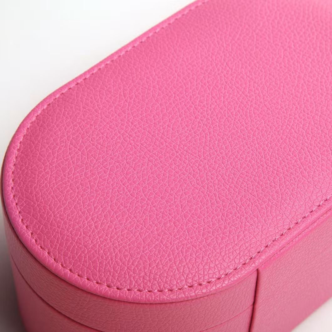 Leather Luxury Mirror Box Jewelry Storage Organizer Logo Bracelet Custom Ring Pink