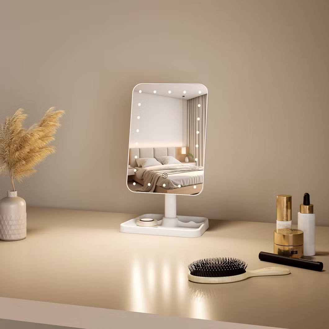 Illuminated Best Rechargeable Portable Adjustable Rechargeable Table Makeup Mirror LED Lighted Make up Mirror with Lights