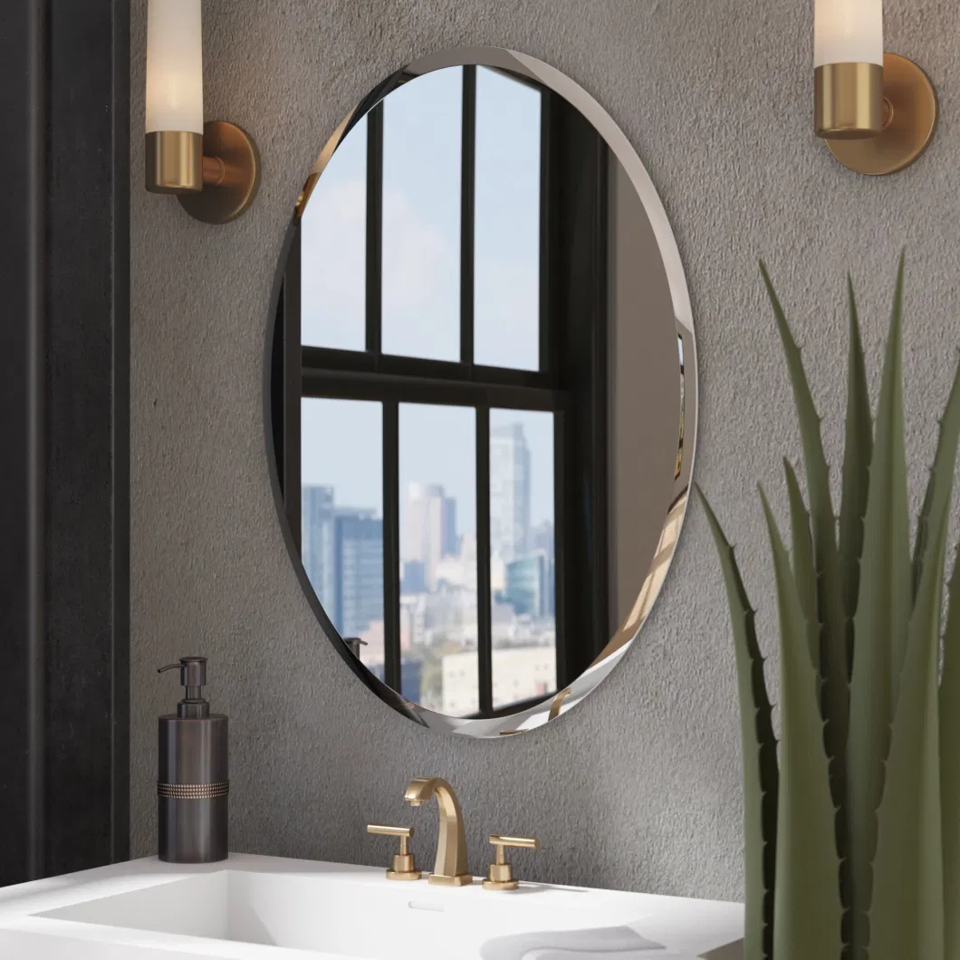 Ortonbath Belve Edge Frameless Wall Hung Mirror LED Lights Touch Sensor Switch Backlit Bathroom Bath Vanity Cabinet Mirror Without LED