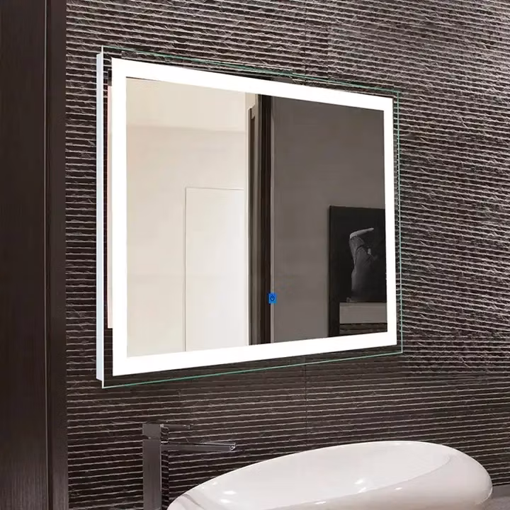 Customized Size Square Frameless Bathroom Mirror Defogger Smart LED Mirror Bathroom