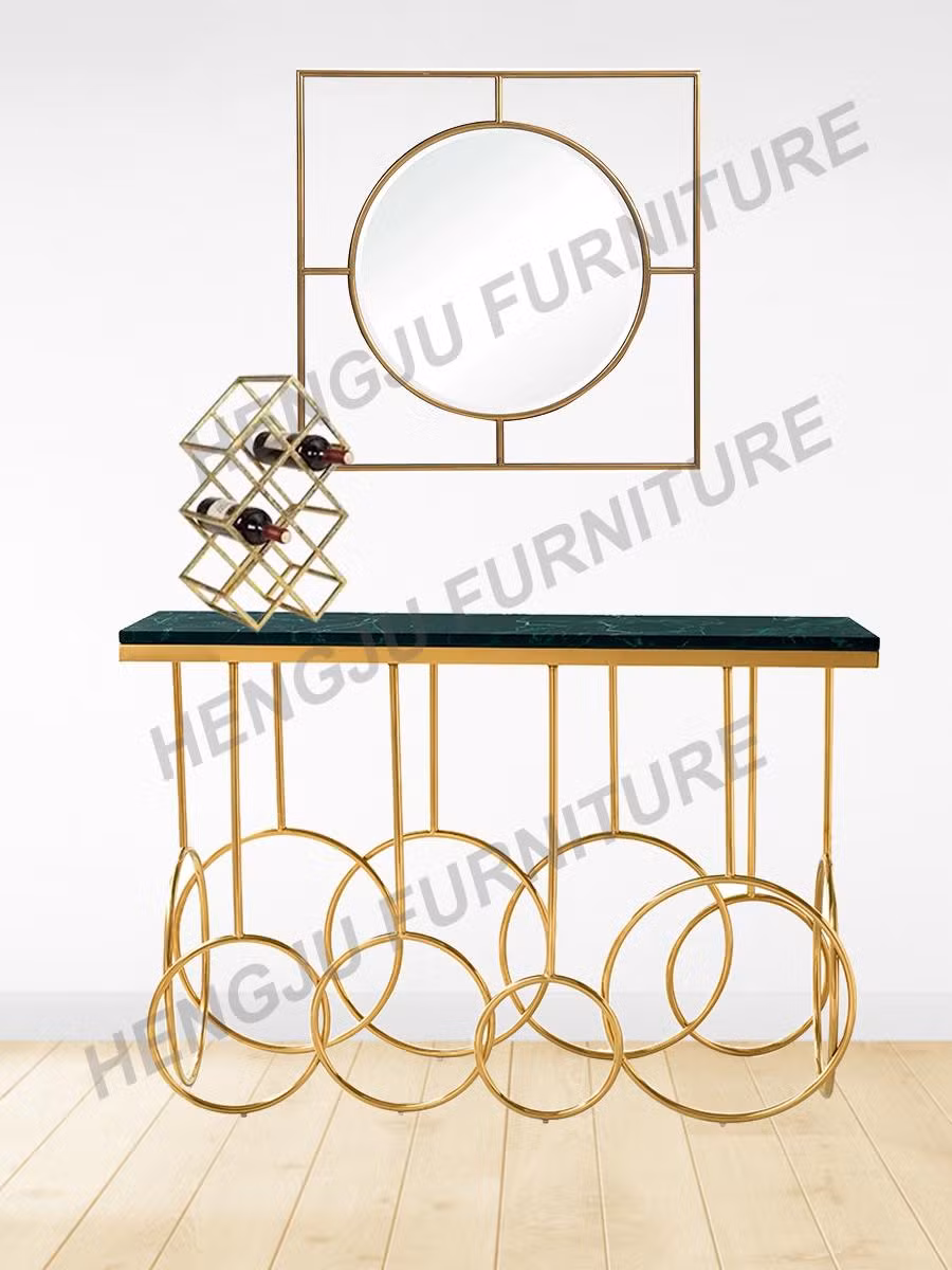 Modern Custom Hotel Golden Decorative Stainless Steel Round Brushed Wall Bathroom Mirror
