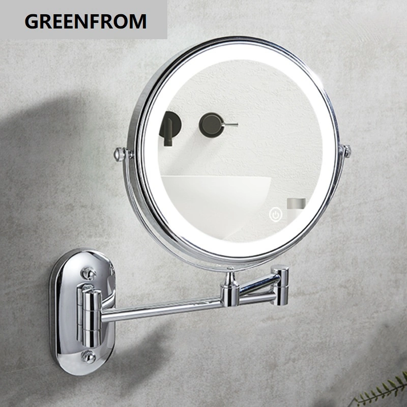 3X Metal LED Makeup Mirror Round Wall Mounted Vanity Bathroom Wall Mirror