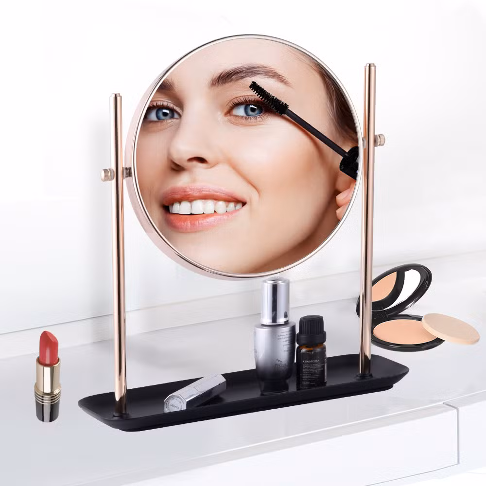 Round Table Desktop Metal Vanity Mirror Gold Black Home Decor Makeup Mirror