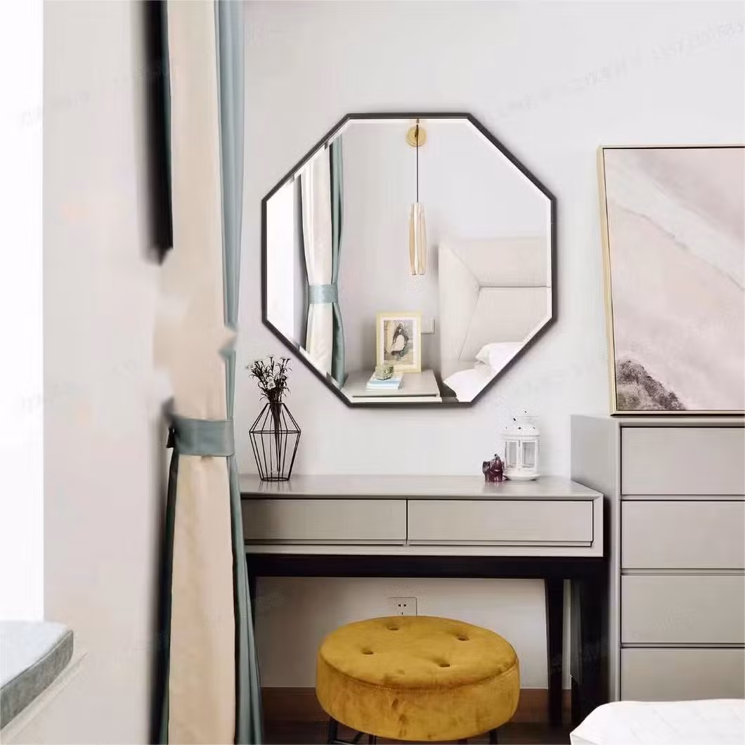 Square Rectangular Aluminium Black Golden Framed Bathroom Mirror