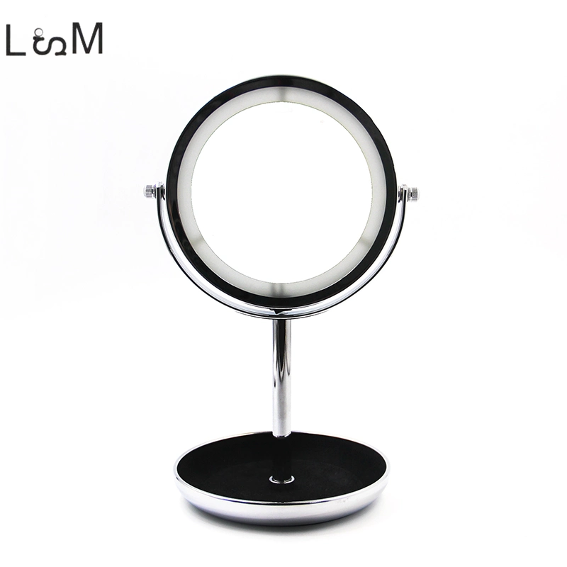 Metal Silver Cosmetic Desktop Standing Table Double Side Makeup Mirror 5X Magnifying