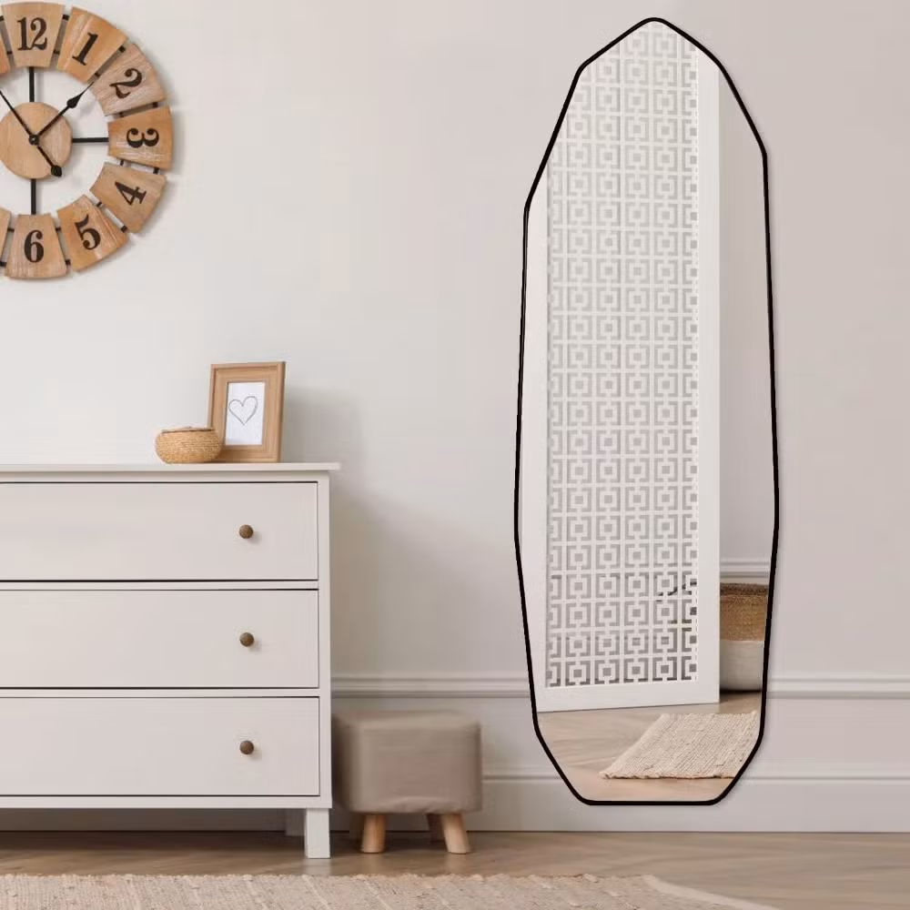 Full Length Mirror 22&quot; X 65&quot; Irregular Floor Length Mirror with Stand, Wall Mirror Diamond Shaped for Living Room, Bathroom