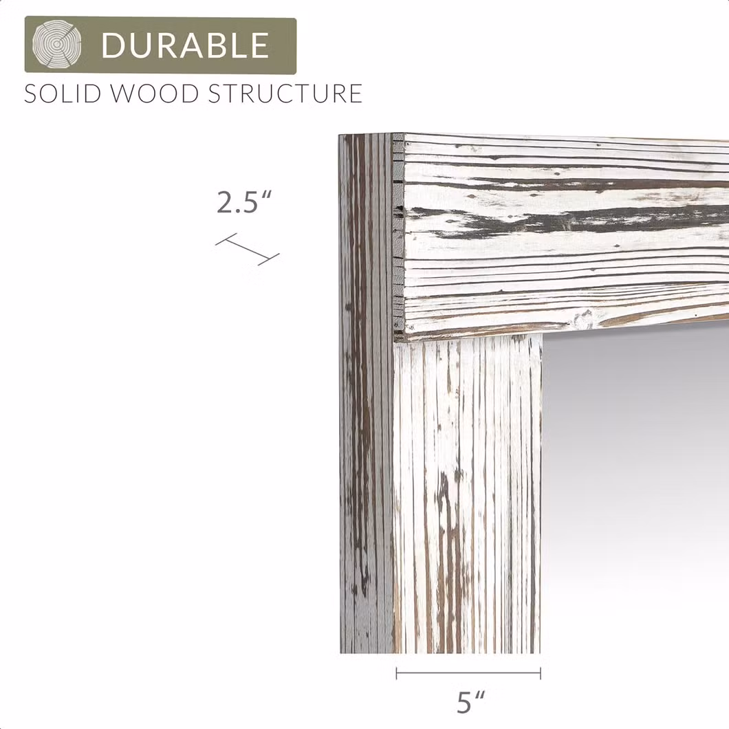 Natural Color Rustic Farmhouse Wood Frame Floor Standing Bedroom Mirror