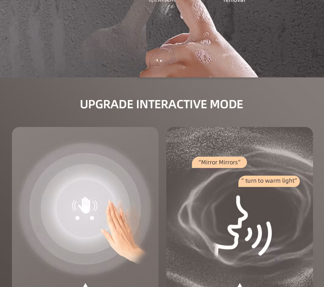 Frameless Home Decoration Modern Style Wall-Mounted Smart Bathroom Arched LED Mirror Backlit Adjustable Intelligent Touch