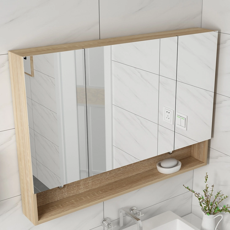 Modern Wall Mounted Storage Structure Adjustable Illuminated Bathroom Mirror Cabinet