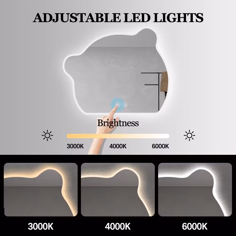 Factory Price Rectangle Illuminated LED Wall Mounted Smart Lighting Defogger Waterproof Intelligent LED Mirror for Bathroom