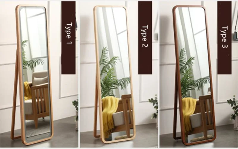 Nordic Solid Wood Dressing Ins Wind Small Apartment with Lamp Full Body Floor Wall Hanging Bedroom Wall-Mounted Fitting Mirror 0033