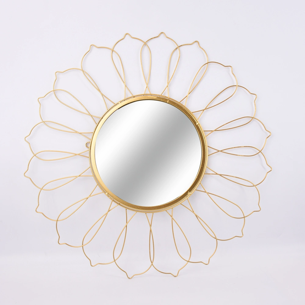 Home Bathroom Bedroom Living Room Wall Decor Mirror Design Decoration Gold Metal Bath Metal Frame Circle Mounted Wall Mirror