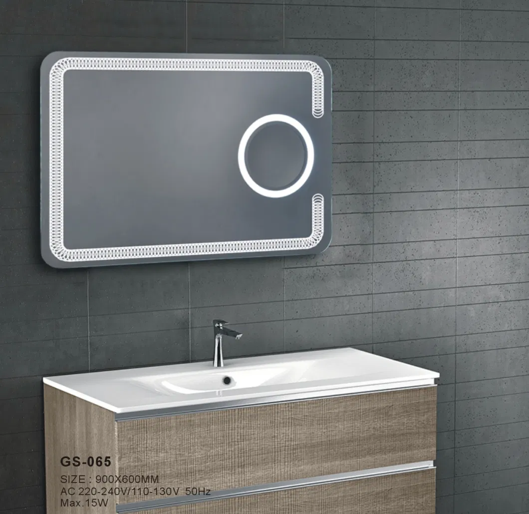 Square Bluetooth Defogger LED Wall Bathroom Smart Float Decorative Vanity Mirror