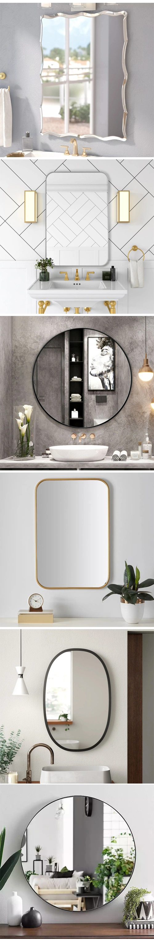 Ortonbath Belve Edge Frameless Wall Hung Mirror LED Lights Touch Sensor Switch Backlit Bathroom Bath Vanity Cabinet Mirror Without LED