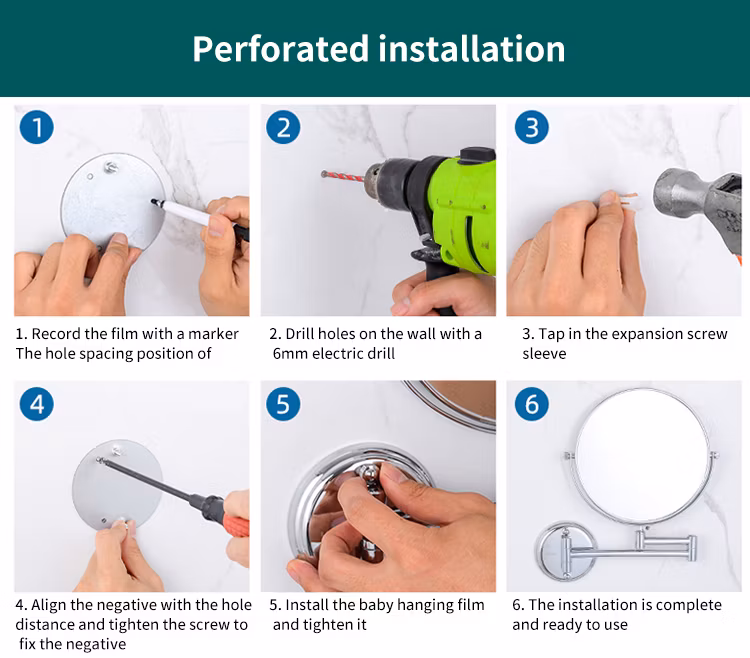 Double Sided 1X/3X Magnifying 8 Inches Circular Wall Mounted Makeup Mirror Shaving Mirror Bathroom Mirror