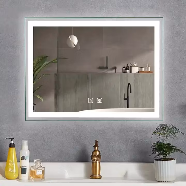 Customized Size Square Frameless Bathroom Mirror Defogger Smart LED Mirror Bathroom