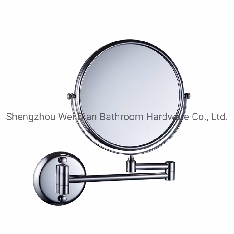 Extendable Wall Mounted 3X Magnifying Mirror Chrome Frame Foldable Hotel Mirror Bathroom Round Makeup Mirror