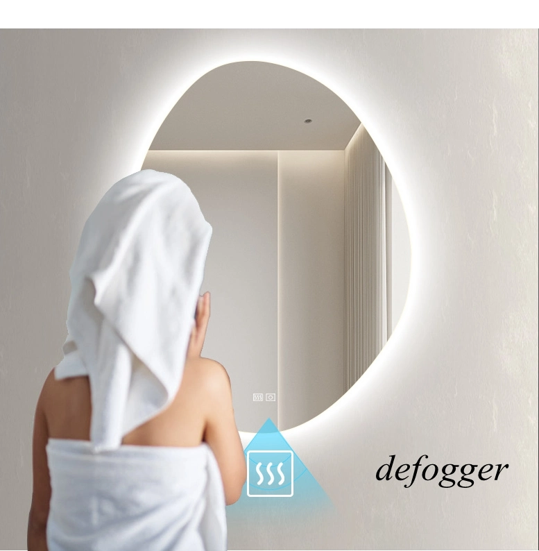 Irregular Hotel Wall Decorative LED Laminated Make up Smart Bath Room Mirror