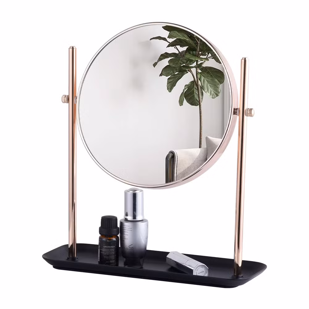 Round Table Desktop Metal Vanity Mirror Gold Black Home Decor Makeup Mirror