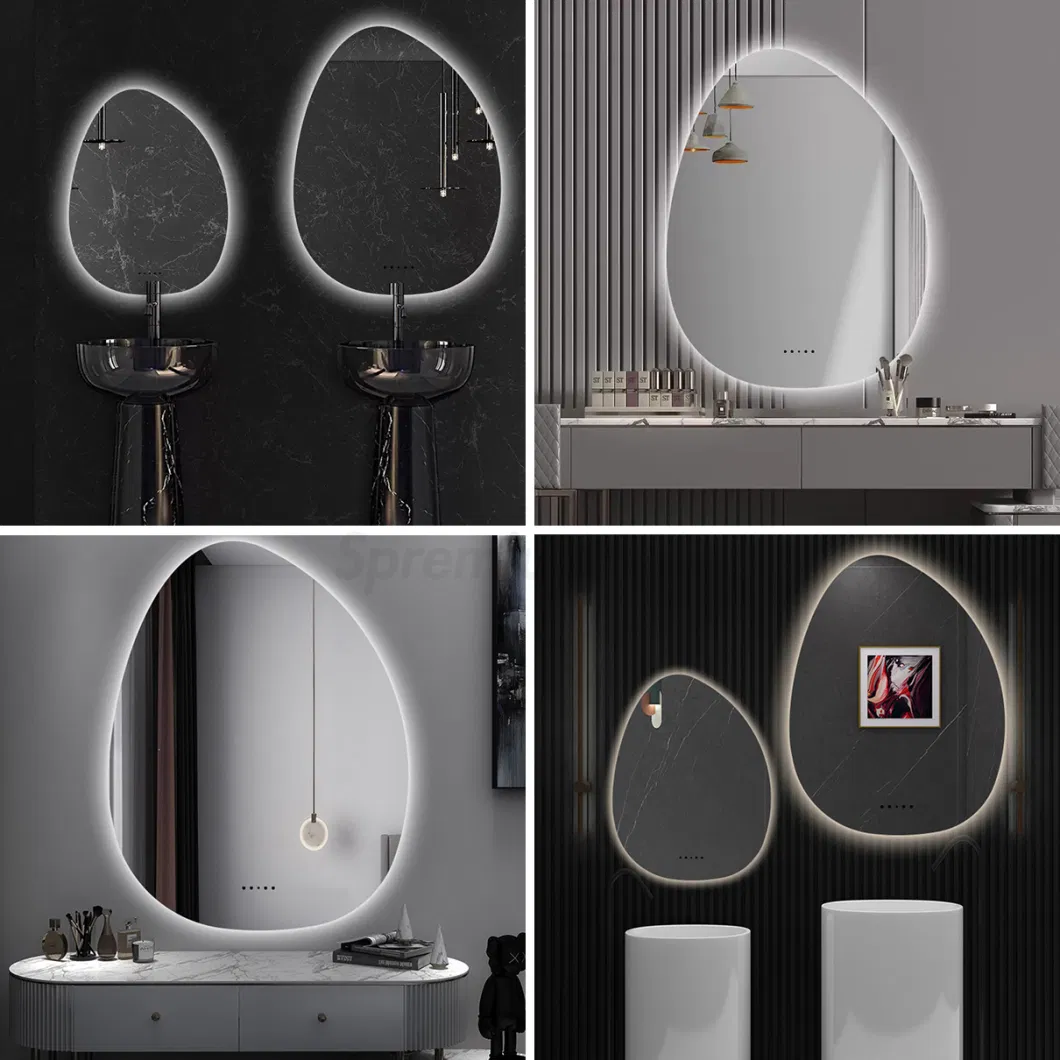 CCT 3000K-6000K 3 Light Bathroom LED Mirror with LED Light Touch Sensor Water Drop Special Shape Touch Sensor Mirror Frameless